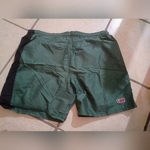 Vtg Napapijri Geographic Green Men's Swim Shorts Lined Size L